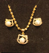 18k Gold Plated Jewelry Set - Hello Kitty Earrings and Necklace - Ruby's Jewelry