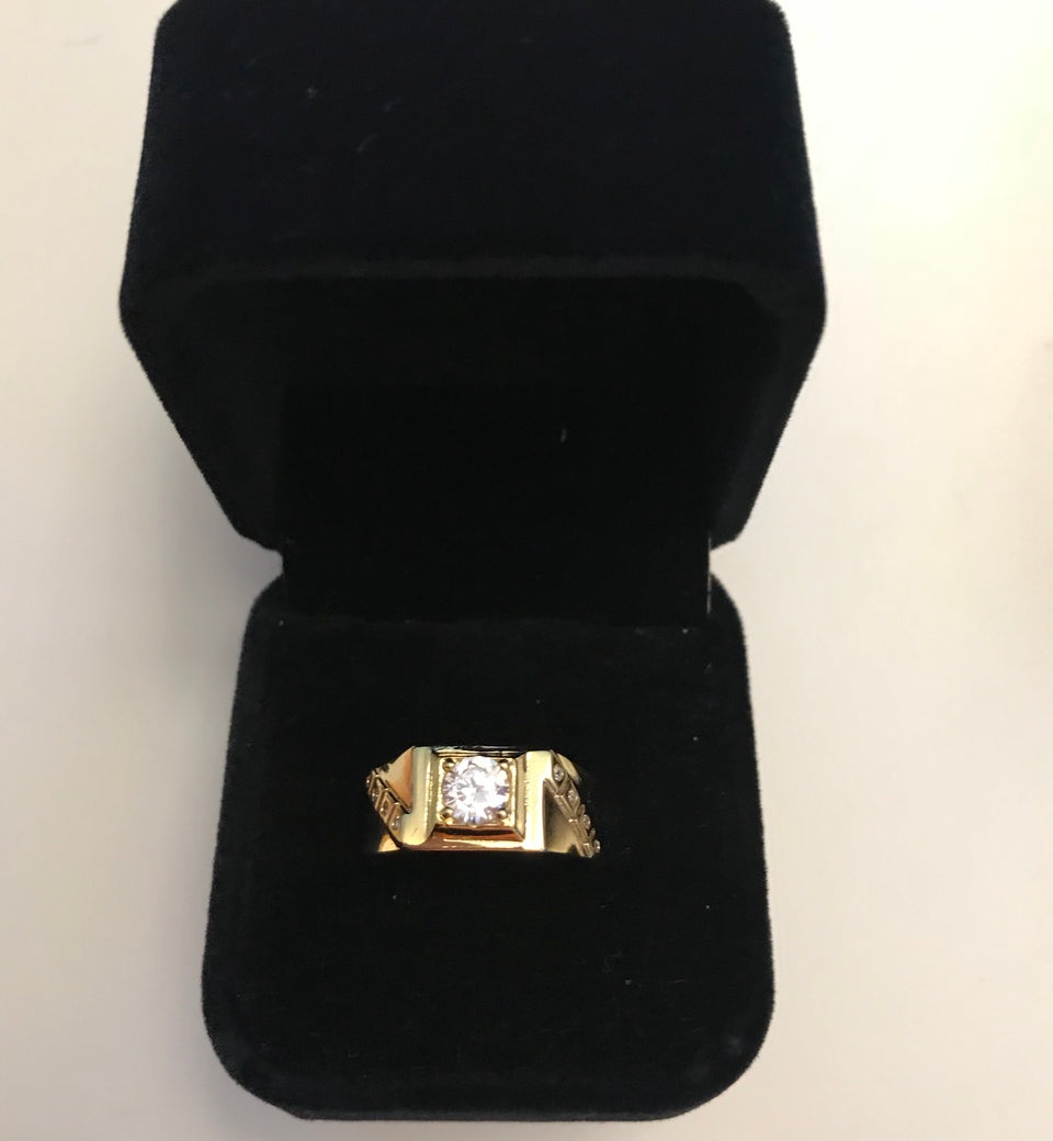 14K Gold Plated Ring with AAA Zircon Diamonds - Ruby's Jewelry