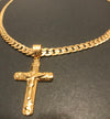24K Gold Plated 6mm Curb Chain Necklace with Cross Pendant - Ruby's Jewelry