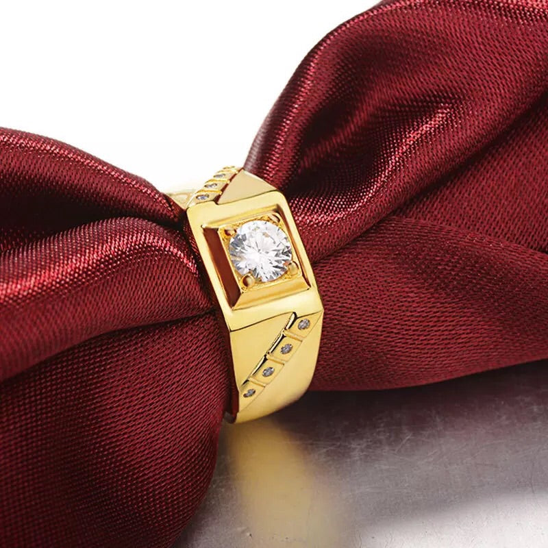 14K Gold Plated Ring with AAA Zircon Diamonds - Ruby's Jewelry