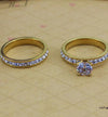 18k gold plated with zircon set ring - Ruby's Jewelry