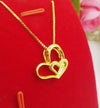 24k gold plated double heart pendant necklace - Ruby's Jewelry