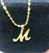 18k gold plated letter with zircon M necklace - Ruby's Jewelry