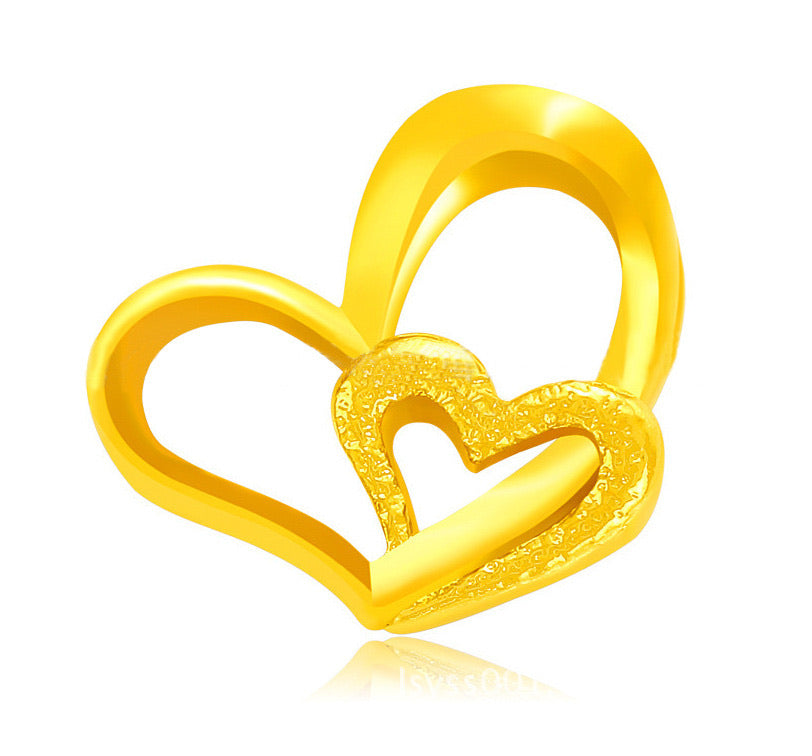 24k gold plated double heart pendant necklace - Ruby's Jewelry