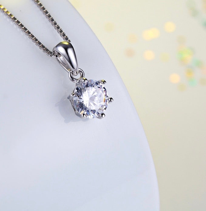 18k white gold filled with lab-diamond necklace - Ruby's Jewelry