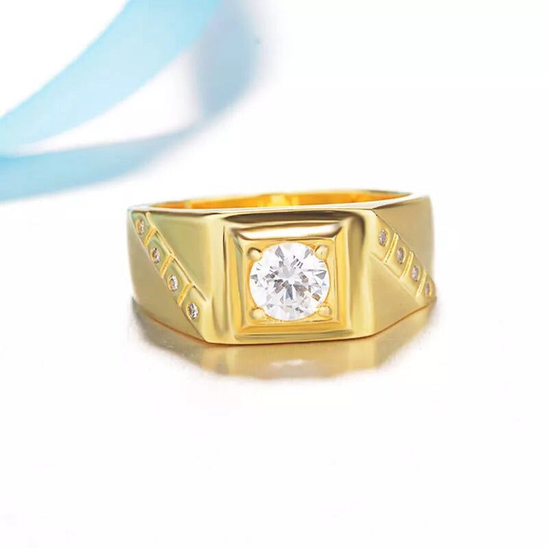 14K Gold Plated Ring with AAA Zircon Diamonds - Ruby's Jewelry