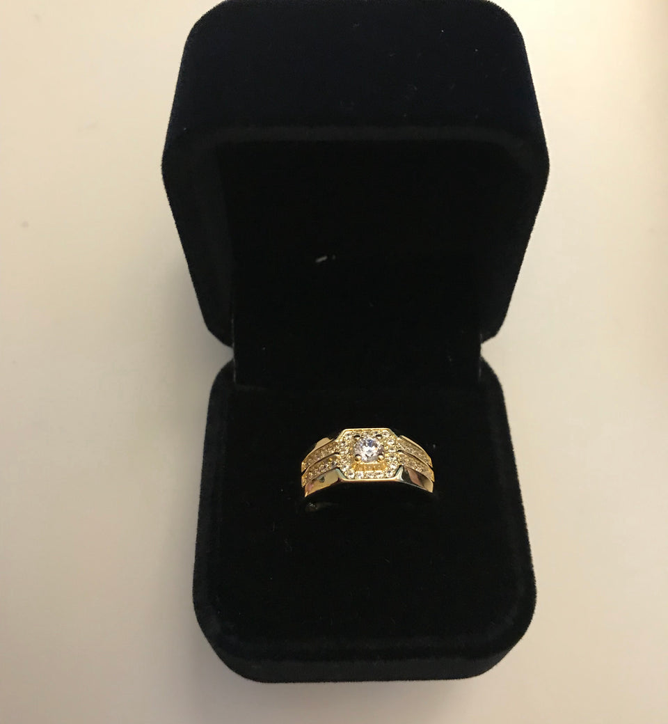 14K Gold Plated Ring with AAA Zircon Diamonds - Ruby's Jewelry