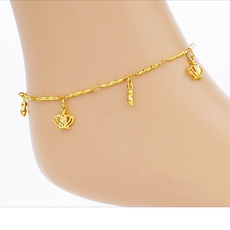 24K Gold Plated Anklet with Danglers (5 Styles) - Ruby's Jewelry