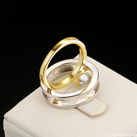 18K Gold Plated Double Ring Set with Zircon Diamond - Ruby's Jewelry