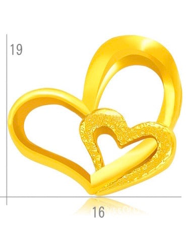 24k gold plated double heart pendant necklace - Ruby's Jewelry