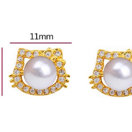 18k Gold Plated Jewelry Set - Hello Kitty Earrings and Necklace - Ruby's Jewelry