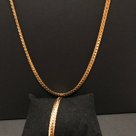 18K Gold Plated Jewelry Set - 6mm Tight Cuban Link Necklace and Bracelet - Ruby's Jewelry