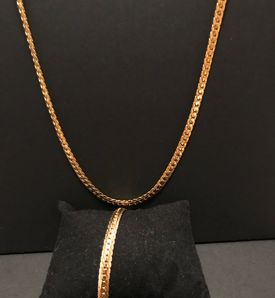 18K Gold Plated Jewelry Set - 6mm Tight Cuban Link Necklace and Bracelet - Ruby's Jewelry