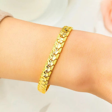 24K Gold Plated 8mm Square-linked Bracelet - Ruby's Jewelry