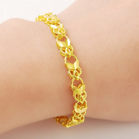 18K Gold Plated Leaf-linked Bracelet - Ruby's Jewelry