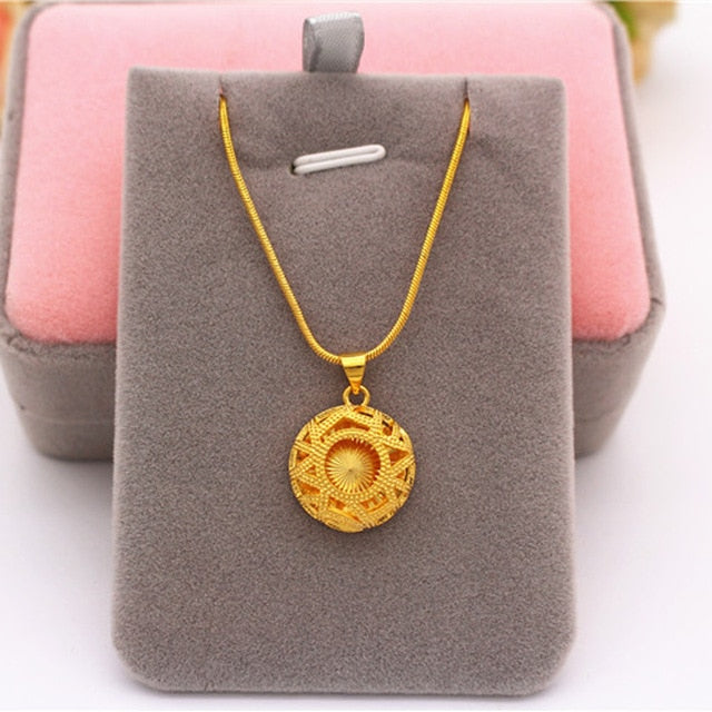 24K Gold plated water-drop , heart and round pendant Necklaces - Ruby's Jewelry