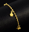 24K Gold Plated Fine Bracelet with Dangling Flowers - Ruby's Jewelry