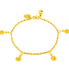 24K Gold Plated Fine Bracelet with Dangling Flowers - Ruby's Jewelry