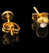 24K Gold Plated Stud Earrings with White Crystal - Ruby's Jewelry