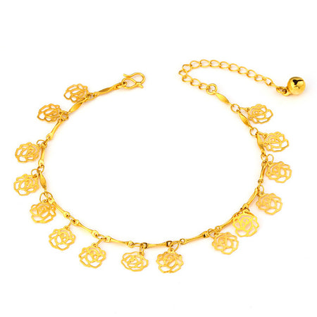 24K Gold Plated Anklet with or without Danglers (5 Styles) - Ruby's Jewelry