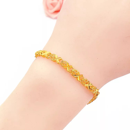 18K Gold Plated 3mm Heart-linked Bracelet - Ruby's Jewelry