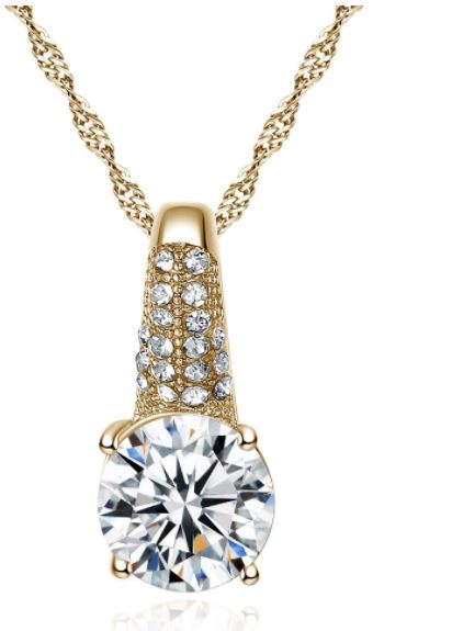 18K Gold Plated Jewelry Set with Rhinestones - Earrings, Necklace, and Ring - Ruby's Jewelry