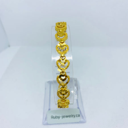 24K Gold Plated 8mm Heart-linked Bracelet - Ruby's Jewelry