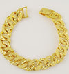24K Gold Plated 14mm Curb Chain Bracelet - Ruby's Jewelry