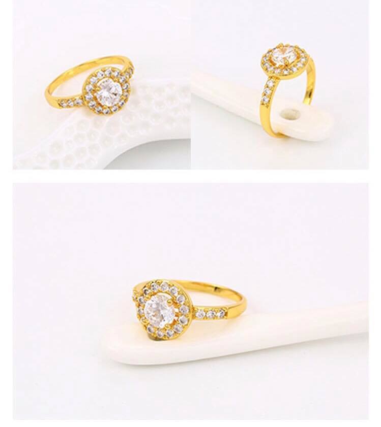 18K Gold Plated Ring with Zircon Diamonds - Ruby's Jewelry