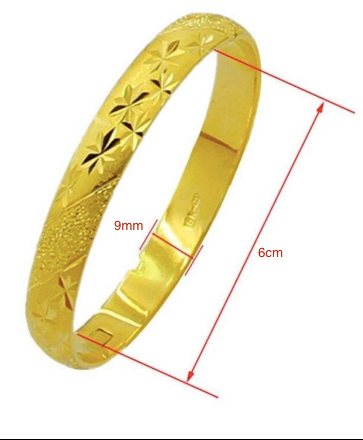 24K Gold Filled Star Pattern Bangle - Ruby's Jewelry