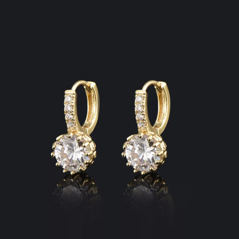 18k gold plated with aaa zircon diamond earring - Ruby's Jewelry