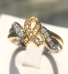 18K White gold plated  and yellow gold with zircon ring - Ruby's Jewelry