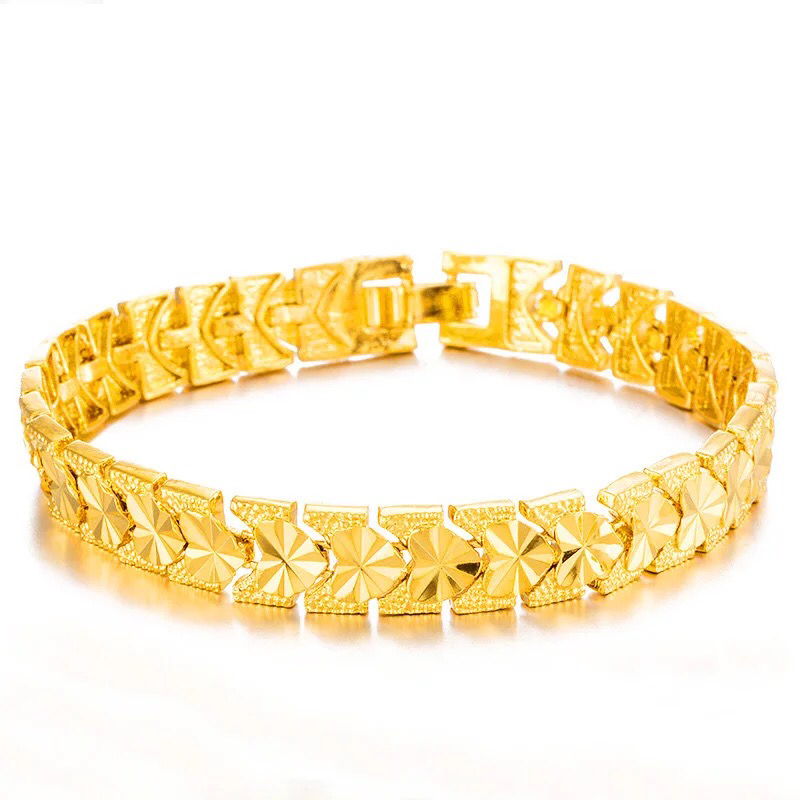 24K Gold Plated 8mm Square-linked Bracelet - Ruby's Jewelry