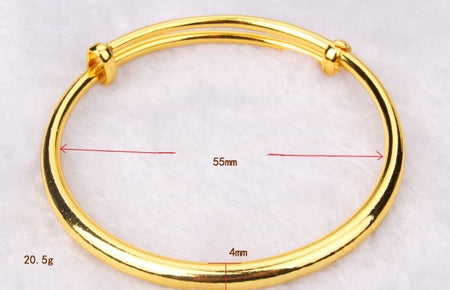 24K Gold Plated Adjustable Diamond Pattern Bangle - Ruby's Jewelry