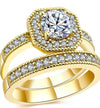 18K Gold Plated Couple Rings with Zircon Diamonds - Ruby's Jewelry