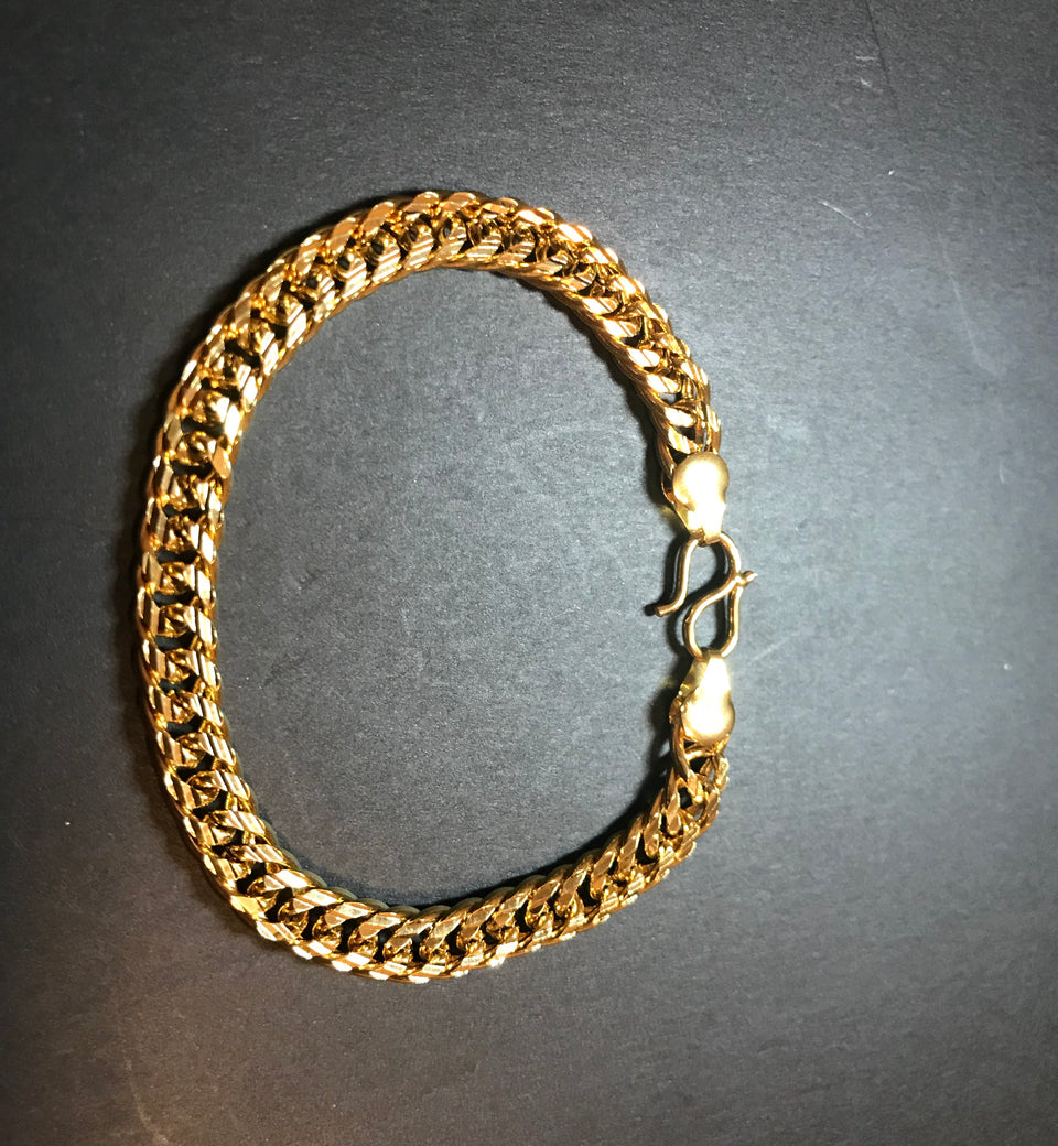24K Gold Plated 7mm Curb Chain Bracelet - Ruby's Jewelry