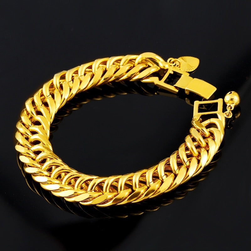 24k gold plated bracelet 12.4mm - Ruby's Jewelry