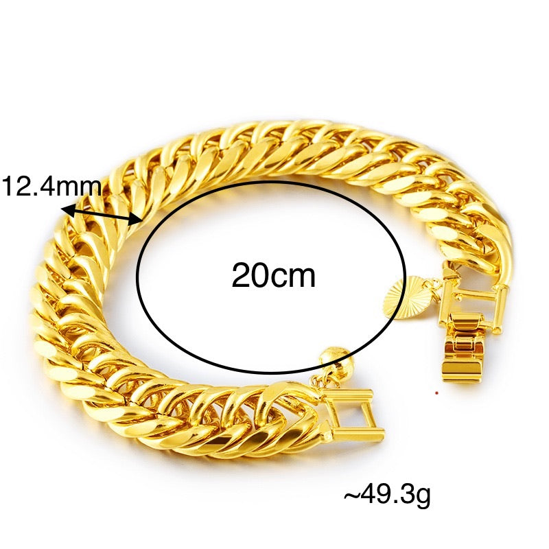 24k gold plated bracelet 12.4mm - Ruby's Jewelry