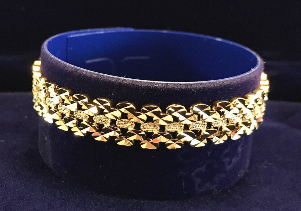 24K Gold Plated 12mm Oval Chain Bracelet - Ruby's Jewelry