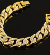 24K Gold Plated Curb Chain Bracelet with Rhinestone Diamonds - Ruby's Jewelry