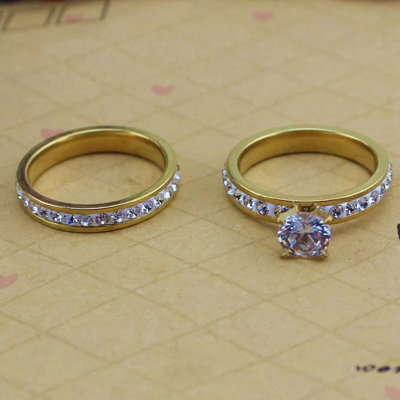 18k gold plated with zircon set ring - Ruby's Jewelry