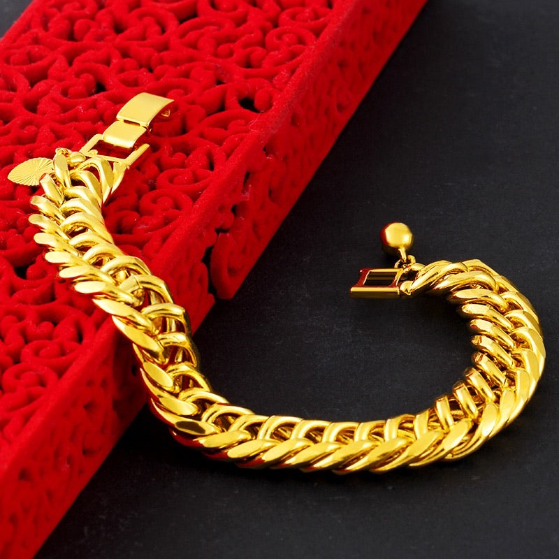 24k gold plated bracelet 12.4mm - Ruby's Jewelry