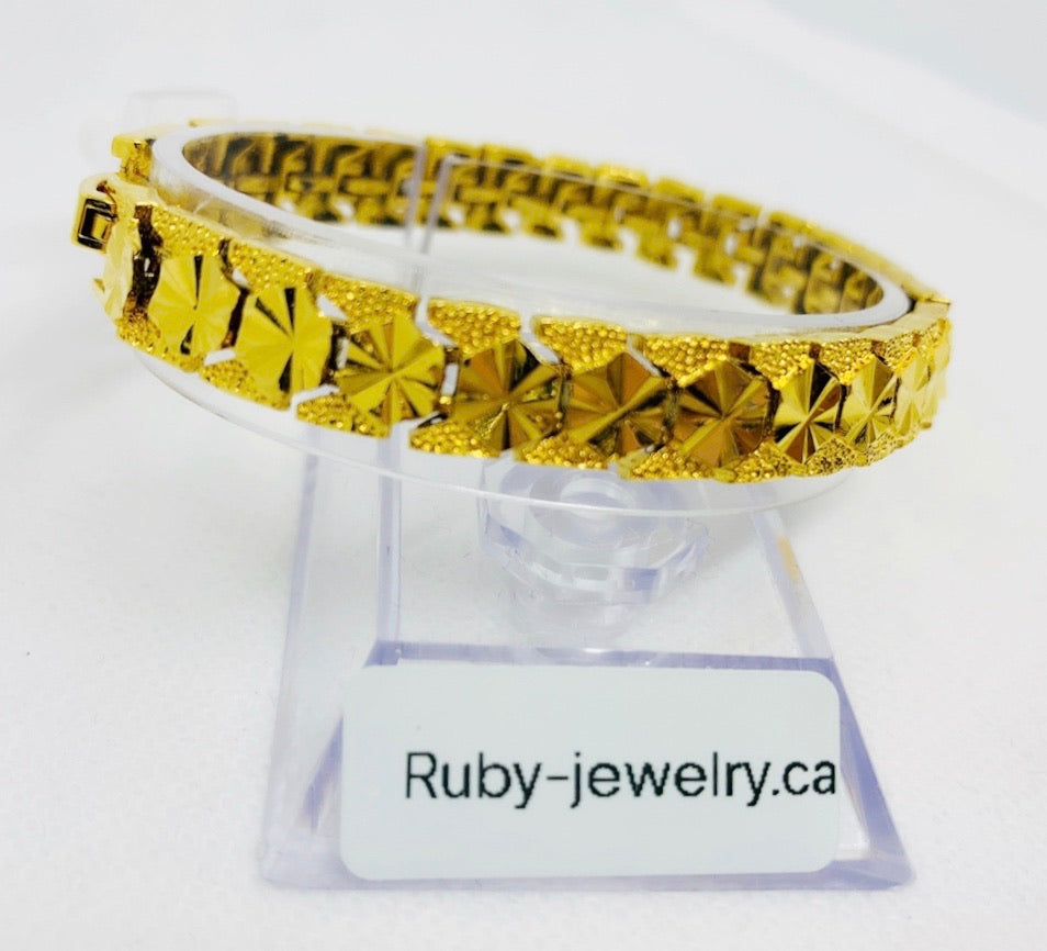 24K Gold Plated 8mm Square-linked Bracelet - Ruby's Jewelry