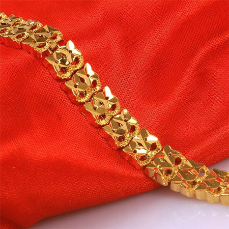24K Gold Plated 8mm X-linked Double Row Bracelet - Ruby's Jewelry