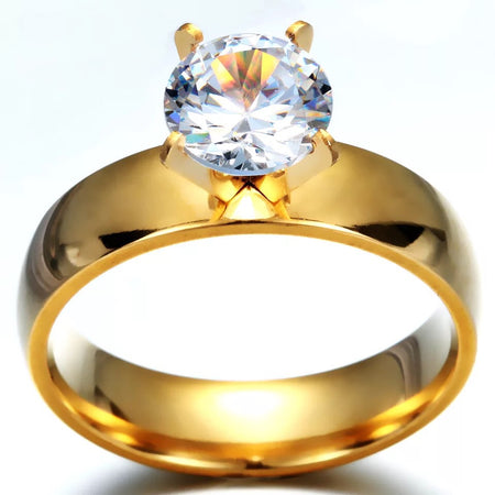18K Gold Plated Ring with Zircon Diamond - Ruby's Jewelry
