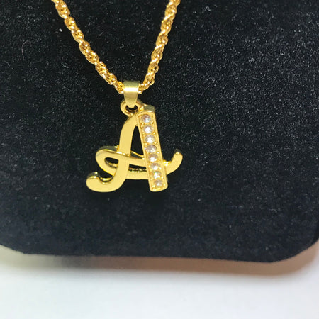 18k gold plated with zircon letter A necklace - Ruby's Jewelry