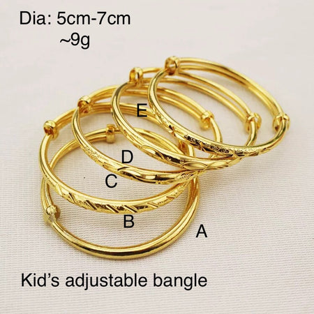 24K Gold Plated Adjustable Kids Bangles - Ruby's Jewelry