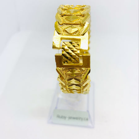 24K Gold Plated 16.5mm Wavy Chain Bracelet - Ruby's Jewelry