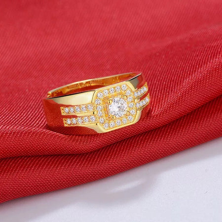 14K Gold Plated Ring with AAA Zircon Diamonds - Ruby's Jewelry