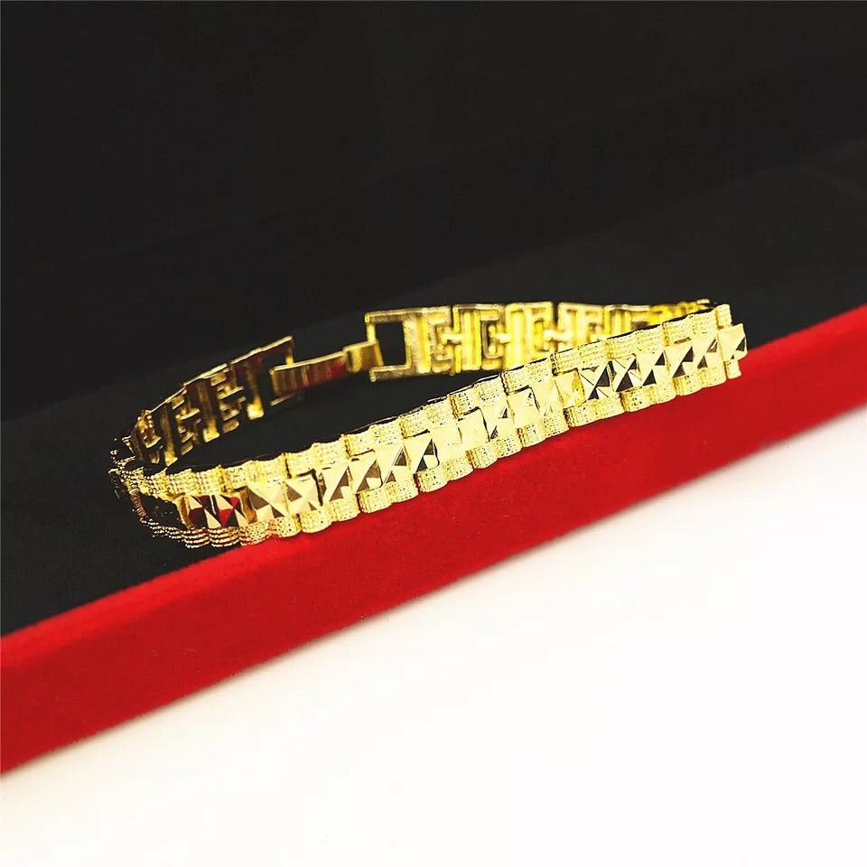 24K Gold Plated 8mm Watch Band Bracelet - Ruby's Jewelry